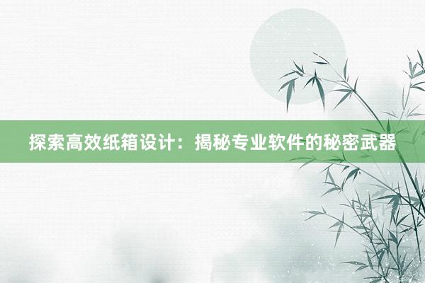 探索高效纸箱设计：揭秘专业软件的秘密武器