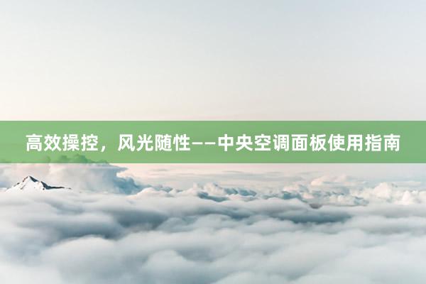 高效操控，风光随性——中央空调面板使用指南